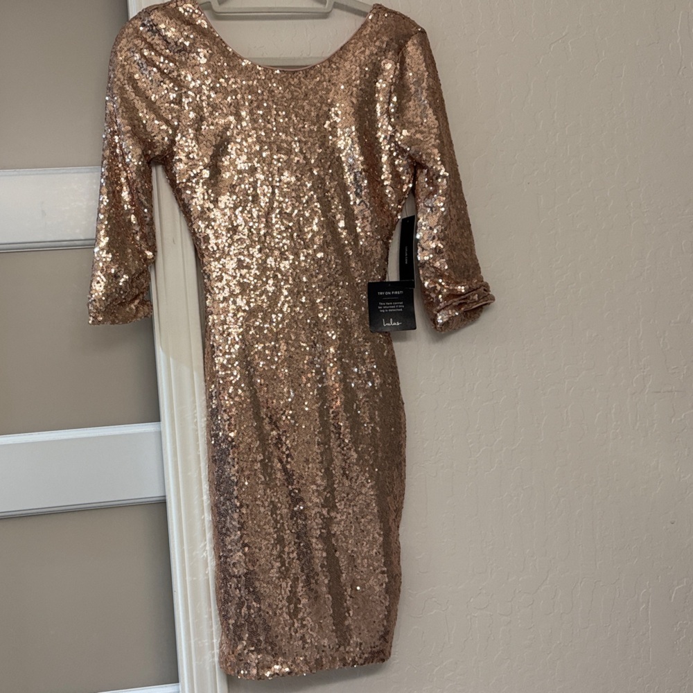 Lulu's Rose Gold Sequin Dress
